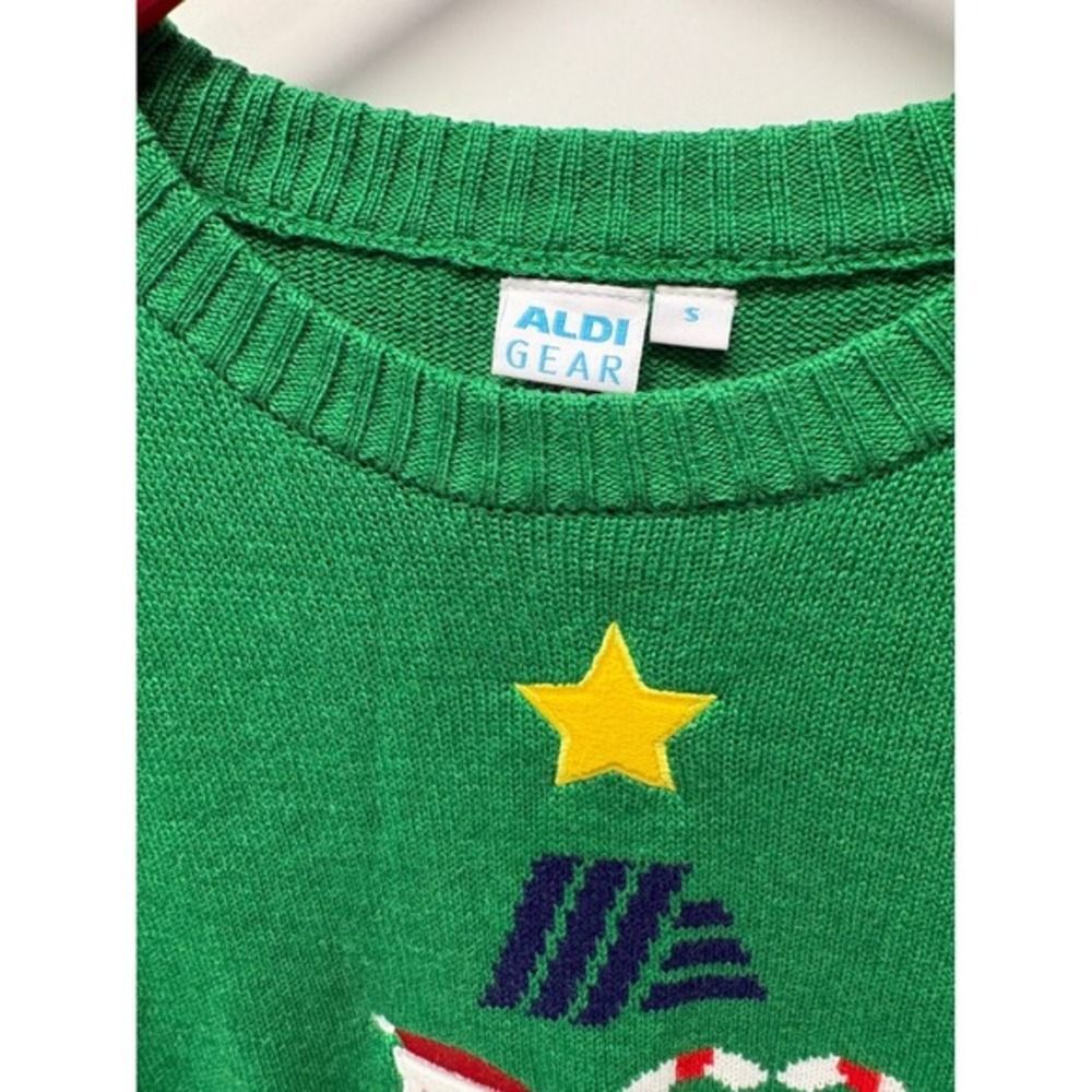Aldi Gear Ugly Christmas Sweater Size S Green Holiday Tree Graphic Knit - Picture 3 of 5